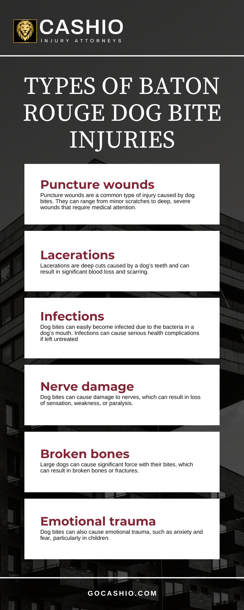 Types Of Baton Rouge Dog Bite Injuries infographic